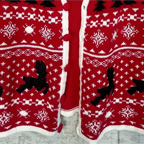 HOLIDAY EDITIONS WOMENS CHRISTMAS SWEATER VEST BLACK REINDEERS & RHINESTONES XXL - Picture 3 of 16